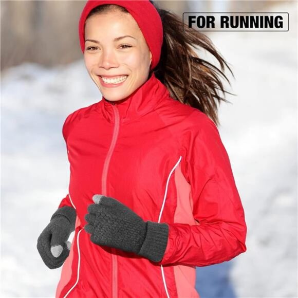 4 Pairs Women's Winter Touch Screen Gloves Warm Fleece Lined Knit Gloves - Picture 6 of 6